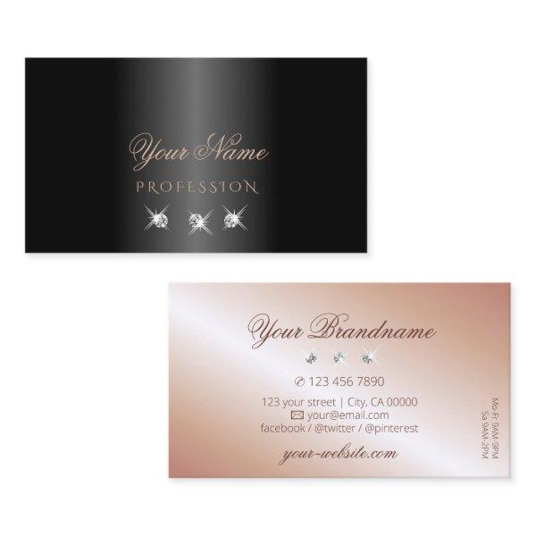 Luxury Black Rose Gold Sparkling Diamonds Stylish
