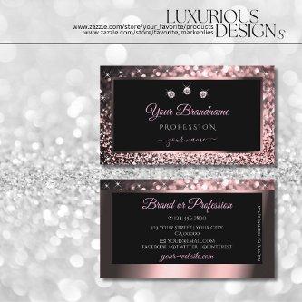 Luxury Black Rose Gold Sparkling Glitter Diamonds