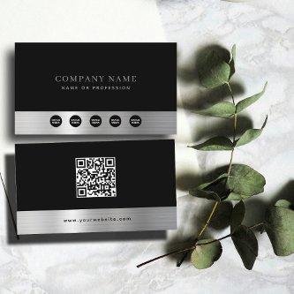 Luxury Black Silver Company Social Media & QR Code