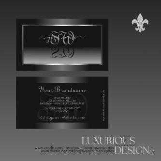 Luxury Black White Gradient Silver Frame Initials