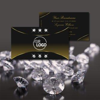 Luxury Black with Gold Decor Diamonds and Logo
