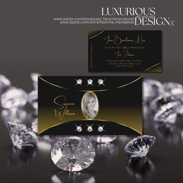Luxury Black with Gold Decor Diamonds and Photo