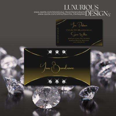 Luxury Black with Gold Decor Sparkle Diamonds Luxe