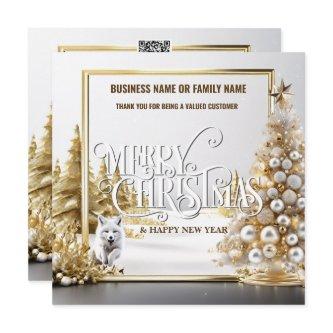 Luxury business Christmas tree snow fox forest  Holiday Card