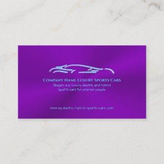 Luxury Car logo - Ice Blue Sportscar on purple