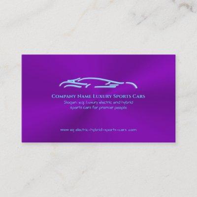 Luxury Car logo - Ice Blue Sportscar on purple