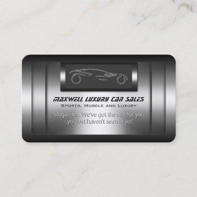 Luxury Car Sales - faux metal, silver sportscar
