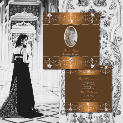Luxury Cinnamon Brown Ornate Ornaments with Photo Square