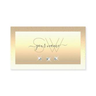 Luxury Cream Beige Ombre Sparkle Diamonds Initials