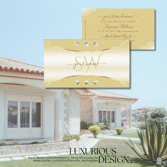 Luxury Cream with Gold Decor Diamonds and Monogram