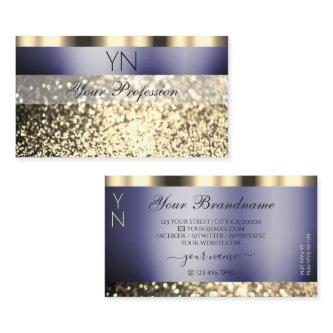 Luxury Dark Blue Gold Sparkling Glitter Monogram