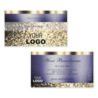 Luxury Dark Blue Gold Sparkling Glitter with Logo
