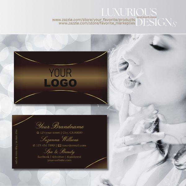 Luxury Dark Brown with Gold Border and Logo Modern