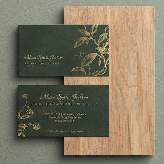 Luxury dark green elegant faux gold foil foliage