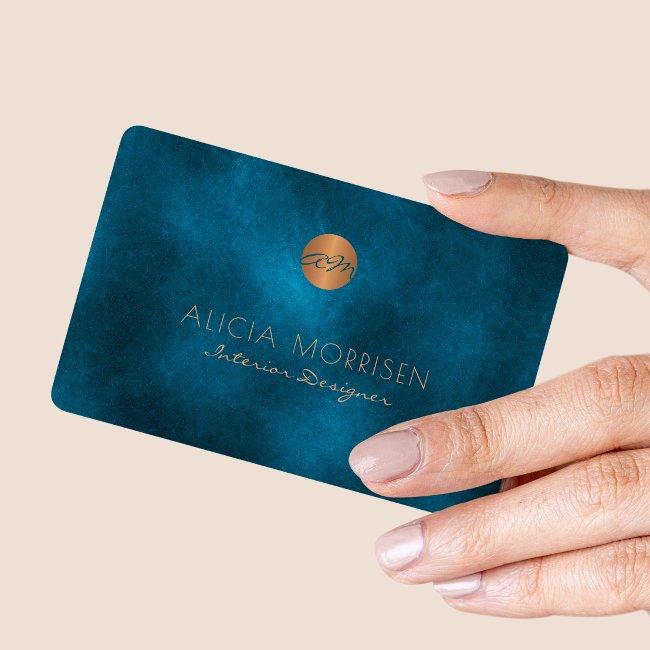 Luxury elegant dark navy watercolor monogrammed