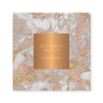 Luxury elegant glam rose gold marble monogrammed square