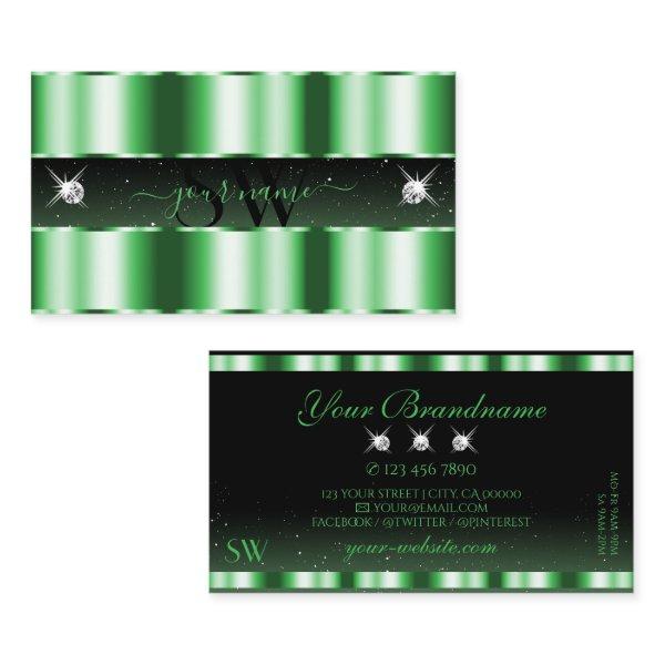 Luxury Emerald Green Black Sparkle Jewels Monogram