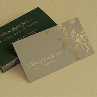 Luxury faux gold foil dark green interior designer