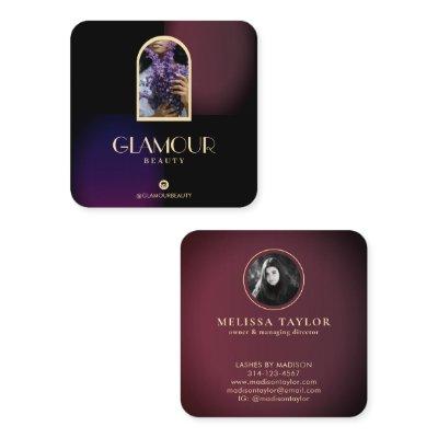 Luxury Faux Gradient Violet and Burgundy 2 Photos Square
