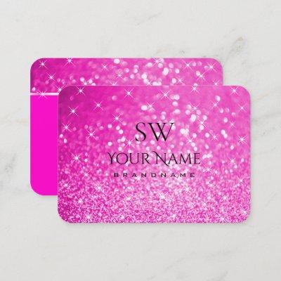 Luxury Girly Pink Glitter Luminous Stars Monogram