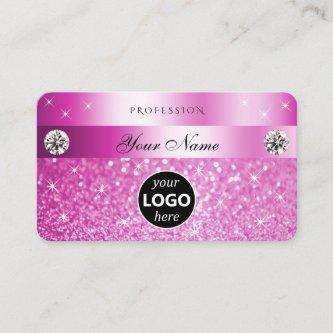 Luxury Girly Pink Glitter Sparkling Stars Add Logo