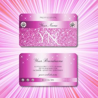 Luxury Girly Pink Glitter Sparkling Stars Monogram