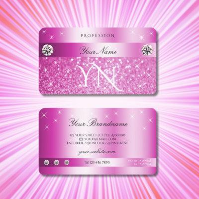 Luxury Girly Pink Glitter Sparkling Stars Monogram