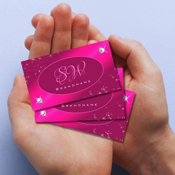 Luxury Girly Pink Glitter Stars Diamonds Monogram