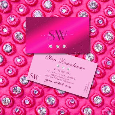 Luxury Girly Pink Sparkle Stars Diamonds Monogram