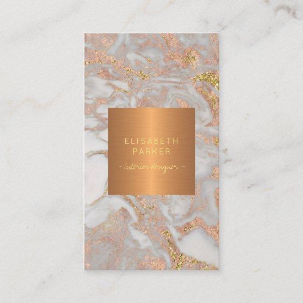 Luxury glam rose gold marble monogram designer
