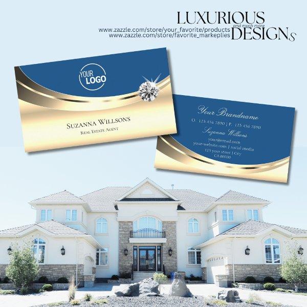 Luxury Gold and Blue with Logo Sparkle Diamond