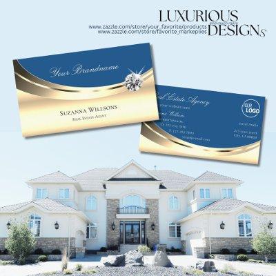 Luxury Gold and Blue with Logo Sparkling Diamond