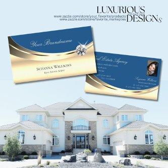 Luxury Gold and Blue with Photo Sparkling Diamond