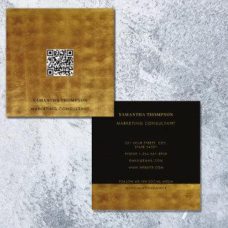 Luxury Gold & Black QR Code Social Media  Square