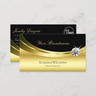Luxury Gold Black with Logo and Sparkle Diamond
