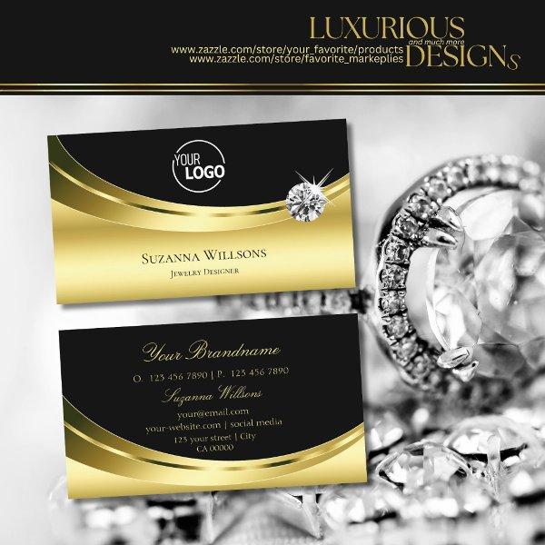 Luxury Gold Black with Logo and Sparkling Diamond