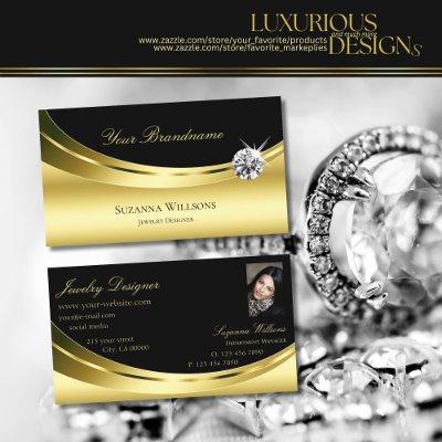 Luxury Gold Black with Photo and Sparkling Diamond