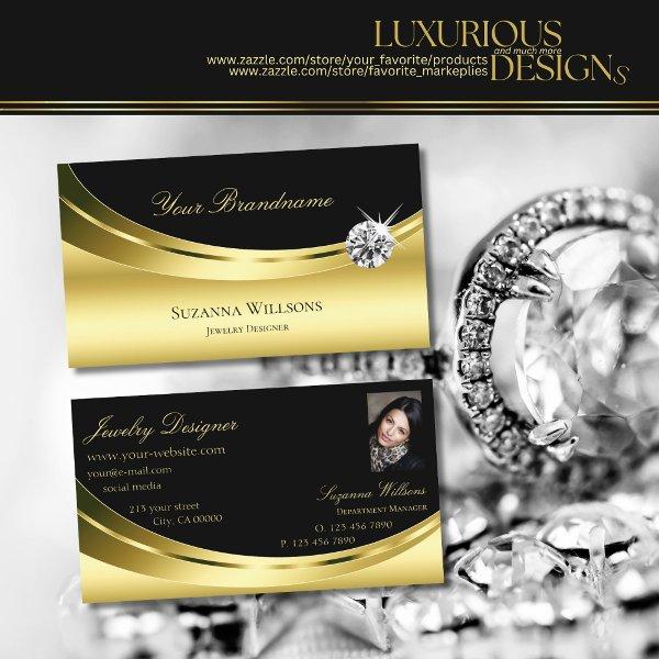 Luxury Gold Black with Photo and Sparkling Diamond