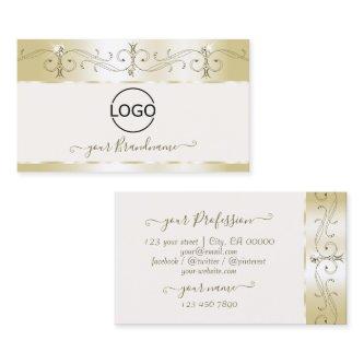 Luxury Gold Cream Ornate Sparkling Jewels Add Logo