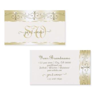 Luxury Gold Cream Ornate Sparkling Jewels Monogram