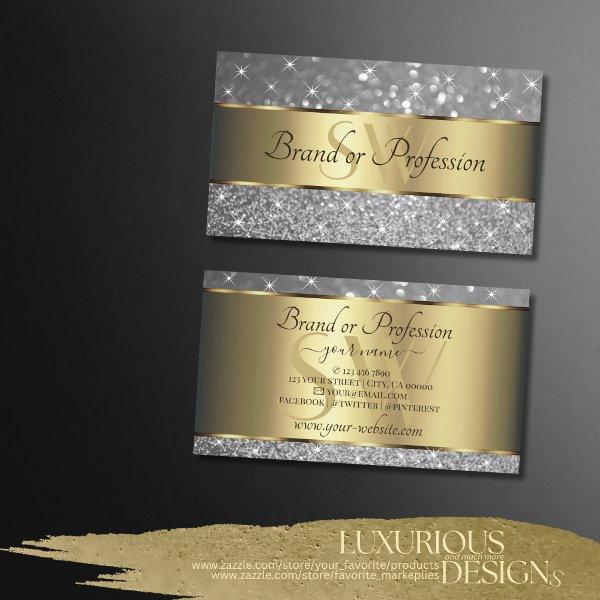 Luxury Gold Decor Sparkle Silver Glitter Initials