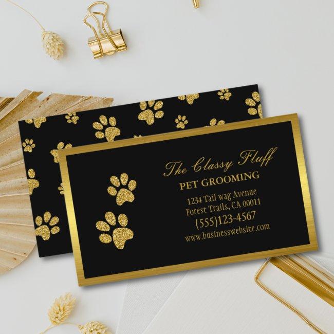 Luxury Gold Dog Pet Grooming Paw Print