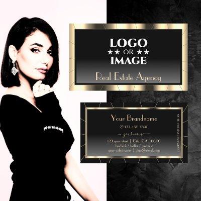 Luxury Gold Frame Dark Gradient Glamour with Logo