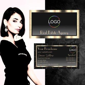 Luxury Gold Frame Dark Gradient Modern with Logo