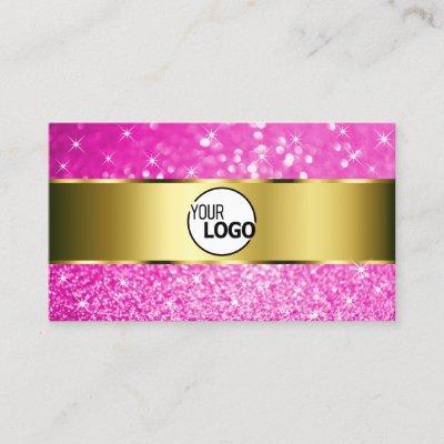 Luxury Gold Girly Pink Glitter Sparkle Stars Logo