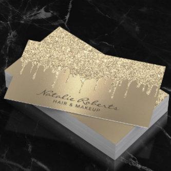 Luxury Gold Glitter Drips Modern Beauty Salon