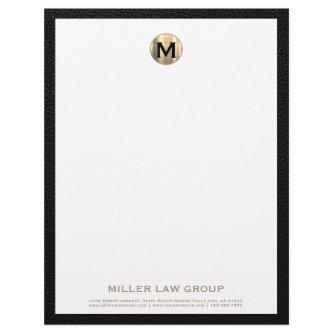 Luxury Gold Initial Law Office Letterhead