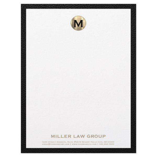 Luxury Gold Initial Law Office Letterhead