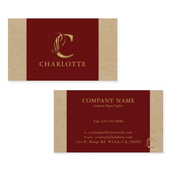 Luxury Gold Letter C On Red and Cardboard