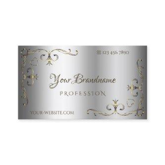 Luxury Gold Ornate Corners Elegant Silver Shimmery